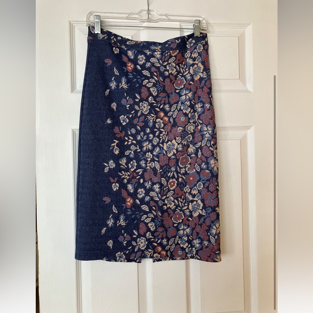 Anthropologie Floral Pattern Navy Pencil Skirt - Women's